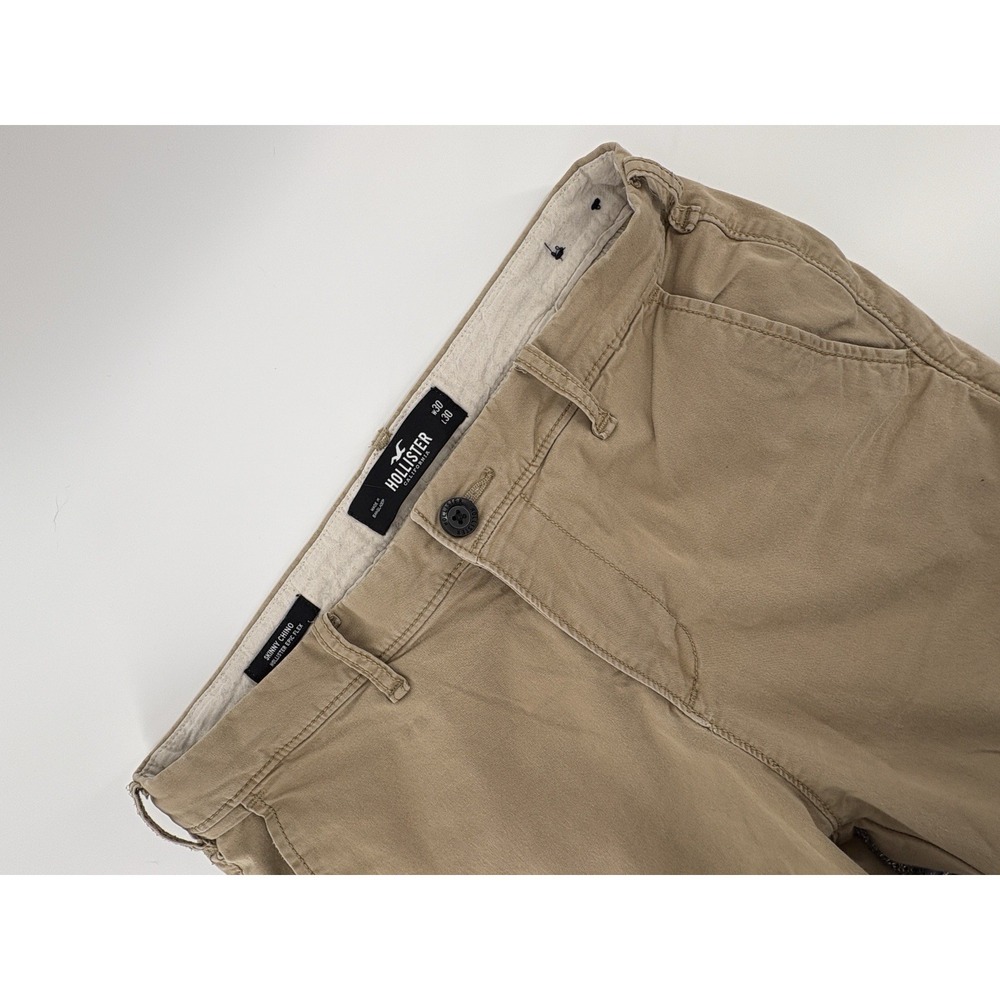 Hollister Epic Flex Men's 30x28Skinny Chino Flat Front Tan Khaki Pants
